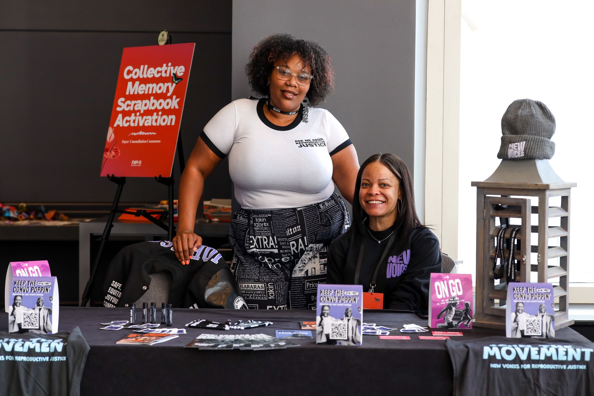 new voices for reproductive justice tabling at an event
